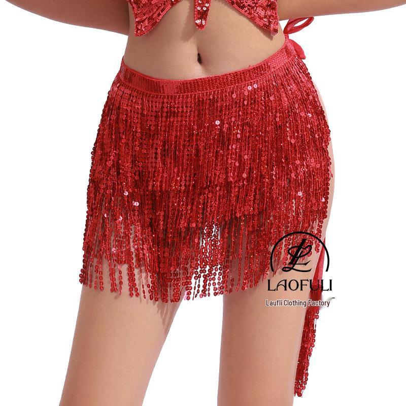Bohemian Sequin Tassel Hip Scarf for Halloween Belly Dance Performance