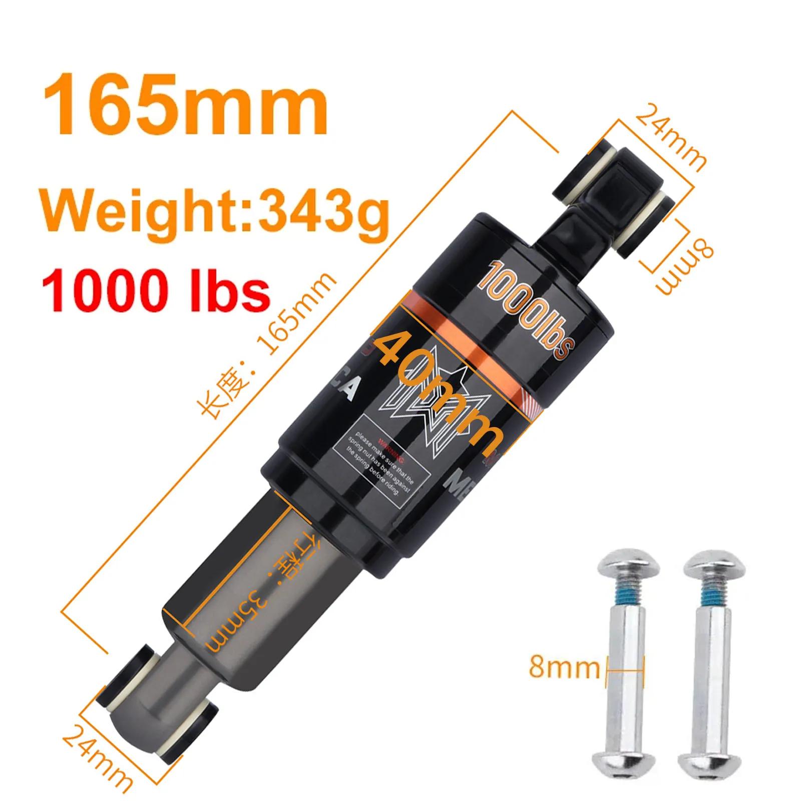 

Bicycle Rear Shock Absorber 750/850/1000lbs 125/150/165/190mm Electric Scooter MTB Bike Oil Spring Shock Absorber 165mm x 1000lbs