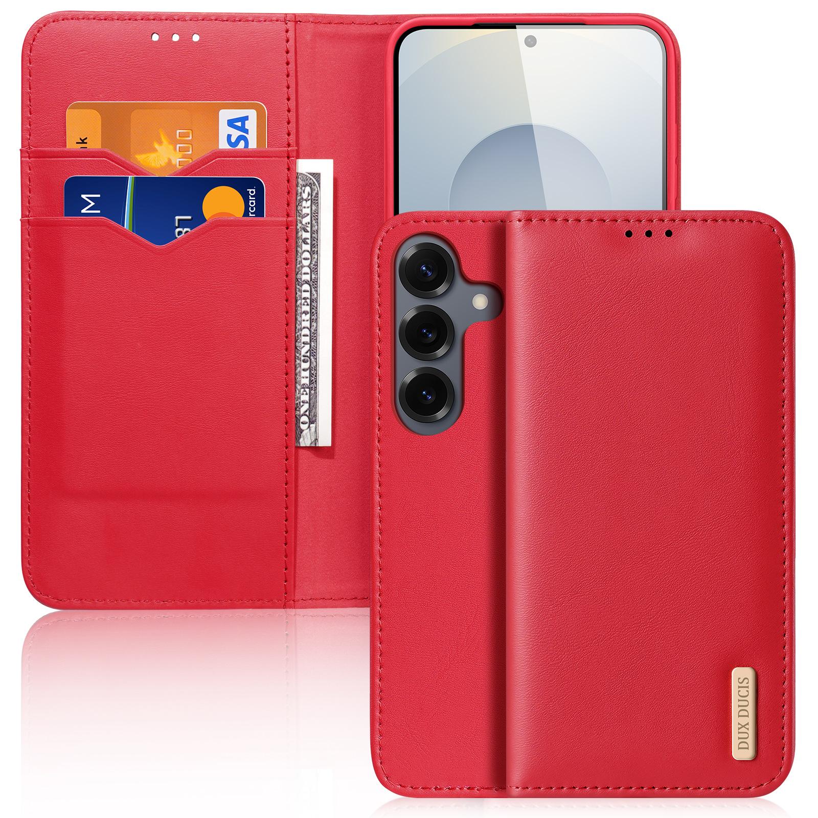 For Samsung Galaxy S26 Case DUX DUCIS Hivo Series Cowhide Leather RFID Blocking Wallet Stand Flip Phone Cover