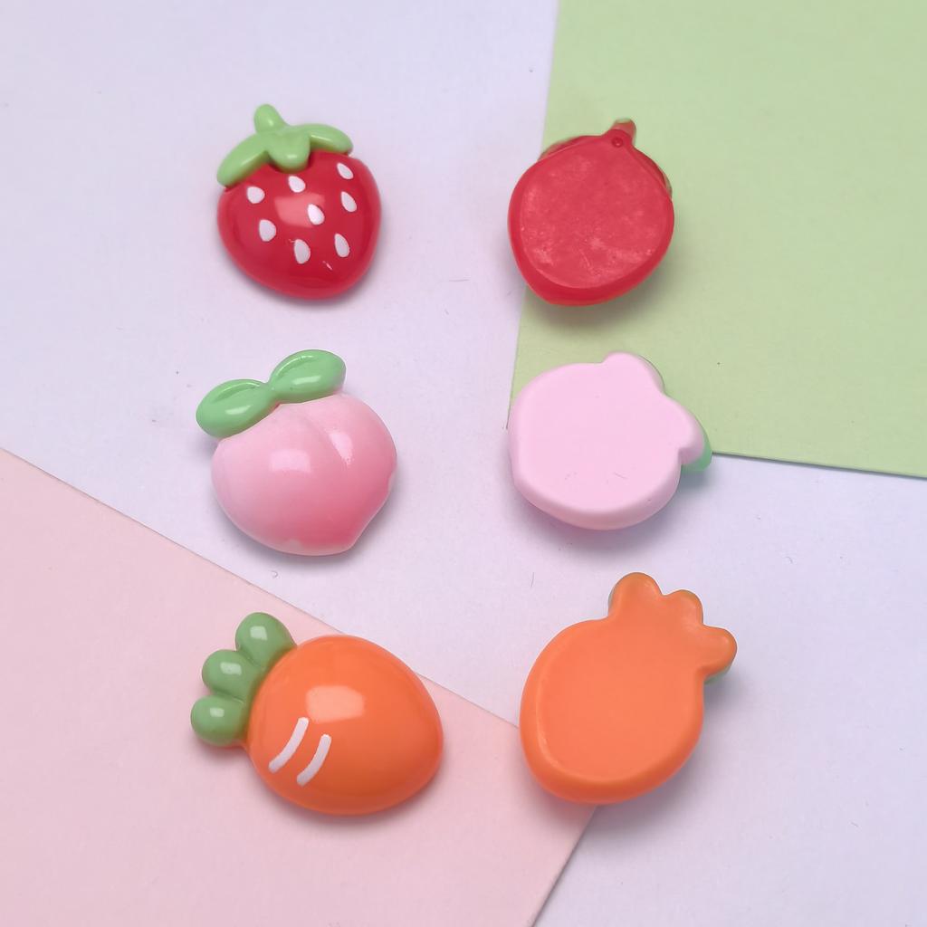 New Cute 100Pcs/Lot Strawberry Peach Carrots Resin Flatback Cabochons Slime Charms for Scrapbooking Phone Case Handmade DIY