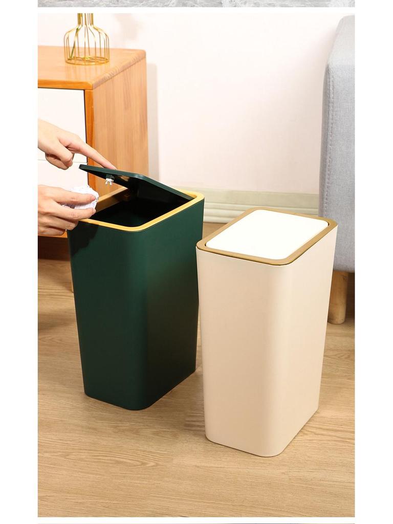 Press-Type Large Capacity Trash Can with Lid for Living Room, Kitchen, Bathroom, or Toilet - Hands-Free Operation