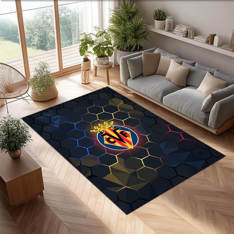 Villarreal FC Soccer Football Pattern Soft Area Rug Non Slip Indoor Floor Carpet Sports Decor Mat for Bedroom