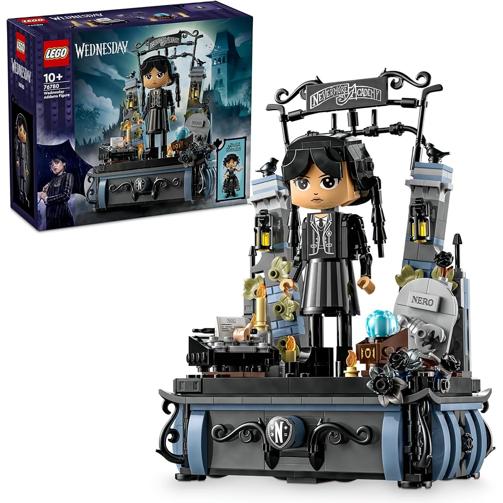 

LEGO Wednesday Adams Figure Raven Black Dress Uniform Pin Toy for Kids Ages 10-12