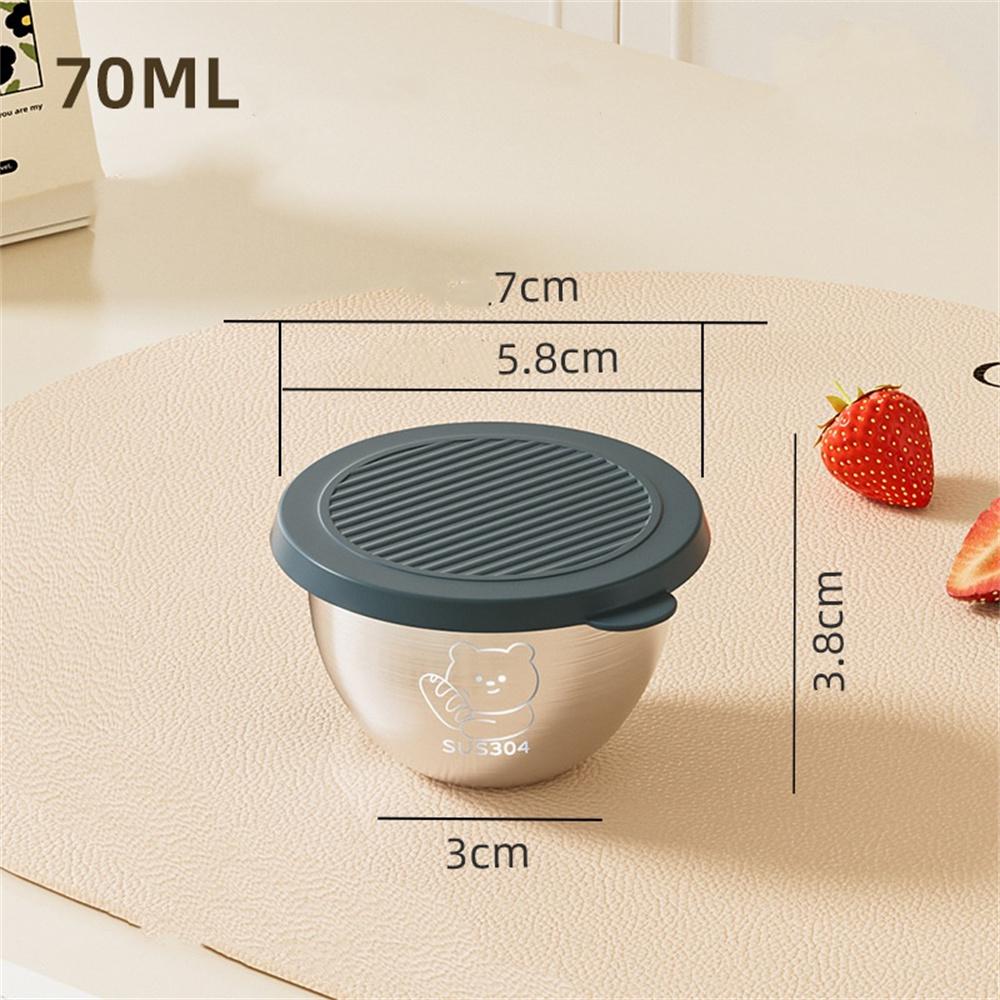 Leak-proof Seasoning Box Portable 304 Stainless Steel with Sealed Lid Condiment Containers Silicone Cover Sauce Cup