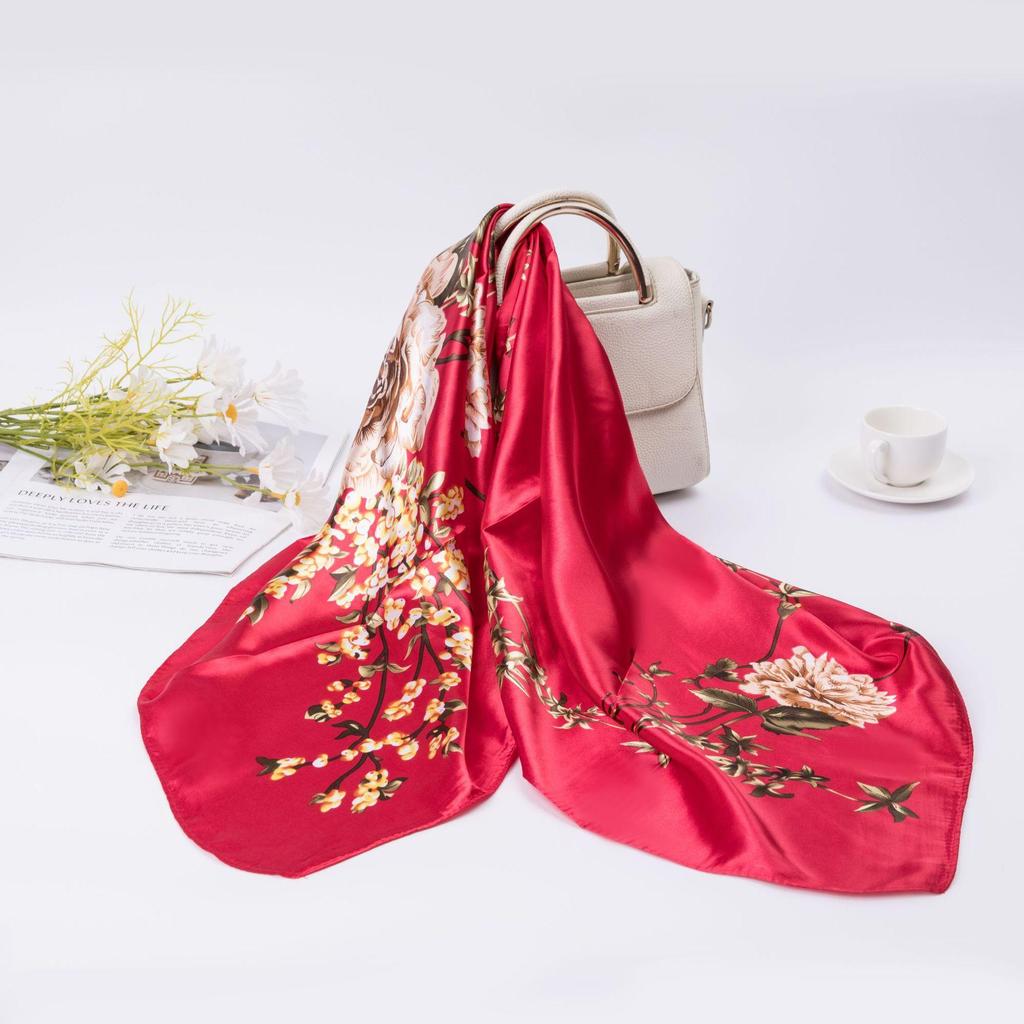 Simulation Silk 90cm Large Square Scarf Silk Scarf Female New 2026 Spring and Fall Models of Foreign Fashion Shirt Large Square Scarf Mother Scarf