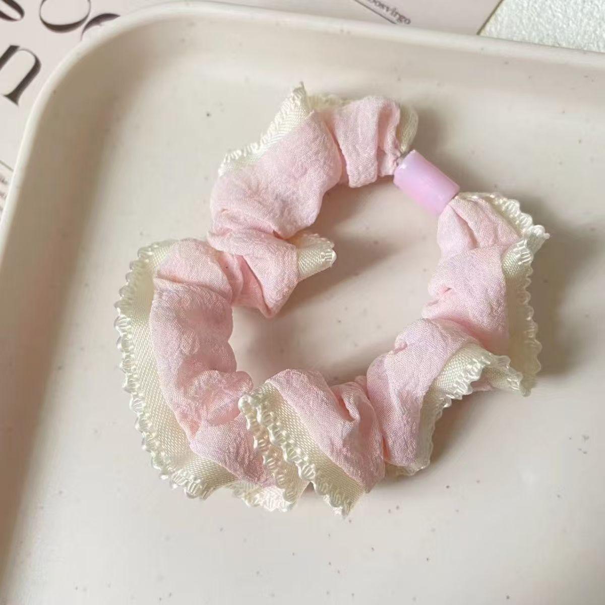 Fresh Lace Puff Large Intestine Hair Band Lace Simple Ponytail Hair Rope High Elastic Hair Tie Rubber Band Women