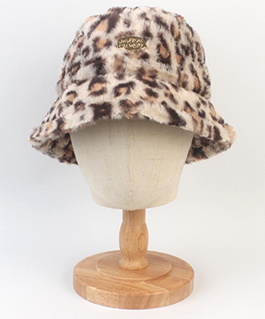 Yunibeosyeolkemiseuteuli Fur Leopard Ivory Bucket Hat Leopard Bucket Hat