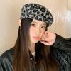 Leopard Print Artistic Beret for Women - Autumn/Winter Minimalist British Style Painter Hat