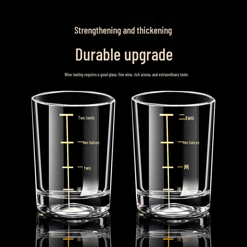 Gold Rim Tempered Glass Baijiu Shot Glass with Scale