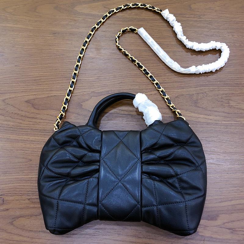 2025 Neue Lammfell-Schleifentasche, Diamant-Kettentasche, modische und hochwertige Einzel-Schulter-Umhängetasche für Damen
