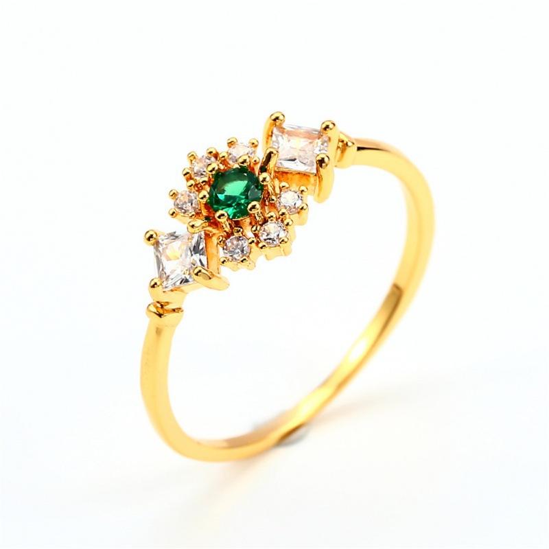 Wish the New K Top Gifter Emerald Round Diamond Edge Small White Diamond Rhombus White Diamond Princess Ring Wind