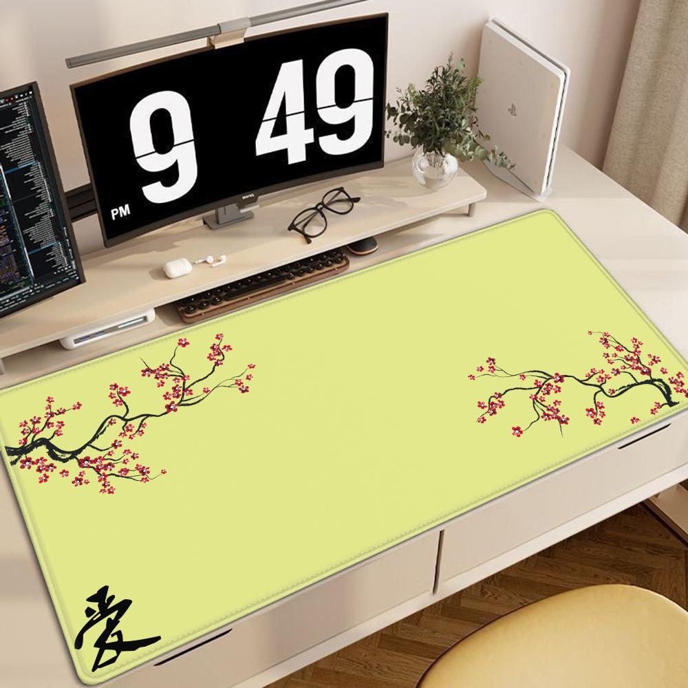 Cherry Blossom Ai Mouse Pad, Minimalist Japanese Desk Decor Cute HD Extended Gaming Keyboard Mats Large 90x40cm XXL Gamer