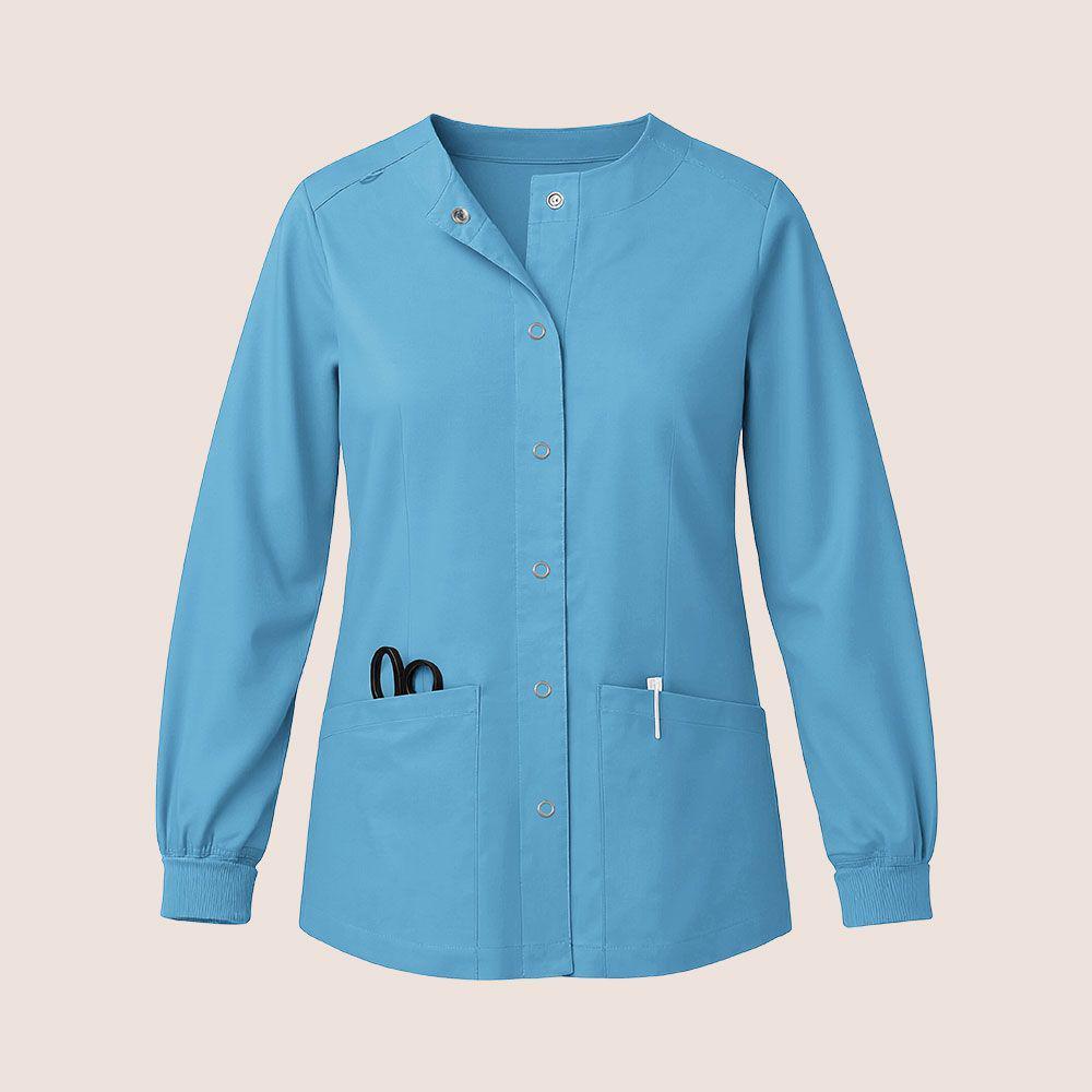 Veste de travail d'infirmier à manches longues imprimée élastique à séchage rapide pour femme TEMU
