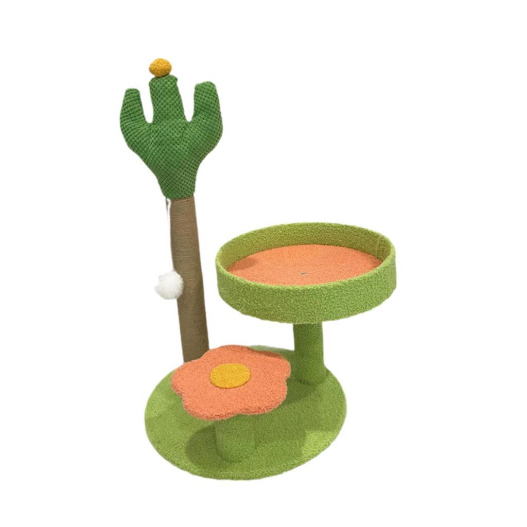 Cat Tree with Sisal Covered Scratch Post for Resting Interactive Indoor Cats Green