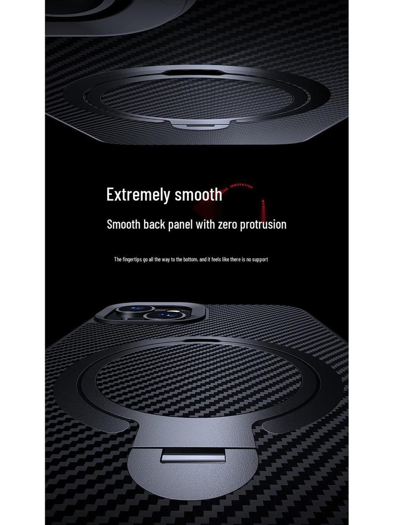 iPhone 16 Carbon Fiber Magnetic Case with Double Ring Stand, Compatible with Apple 15 Pro
