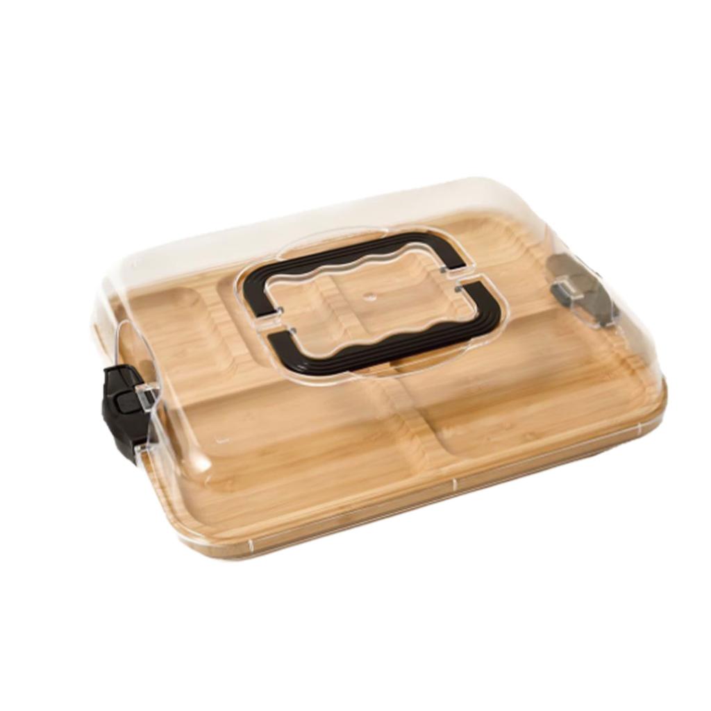 Charcuterie Board with Clear Lid Portable Travel Cheese Board Charcuterie Box Cutting Board 6 Compartments for Kitchen