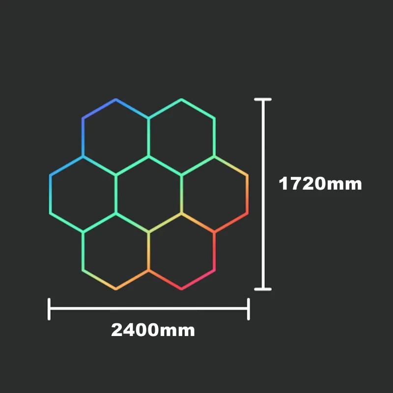 RGB Hexagon Garage Light 110-265V Hexagon LED Lighting APP Remote Control Honeycomb Lamps Car Wash Repair Decor Ceiling Lighting
