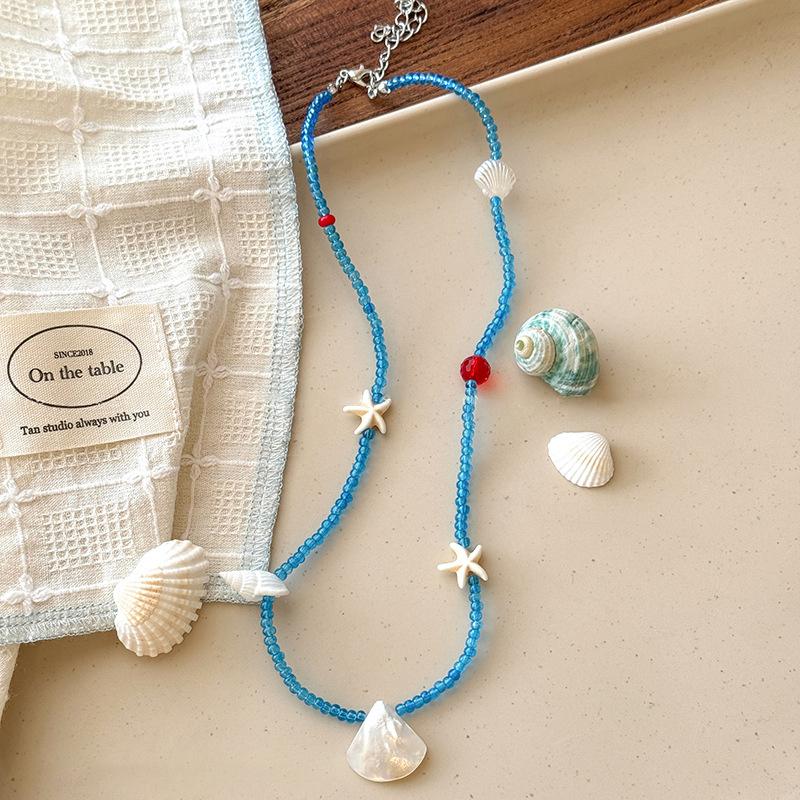 Bohemian Mixed Color Rice Beads Chain Choker Summer  Beach Necklace For Women Boho Starfish Choker Necklace Jewelry