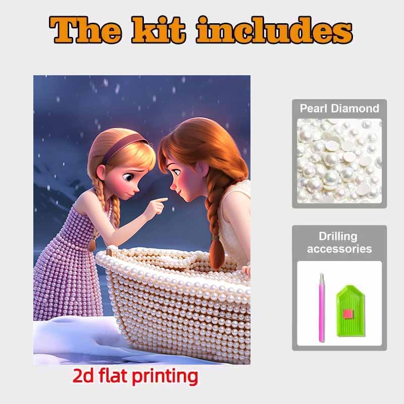 Disney Pearl Art Painting Frozen Elsa and Anna Handmade diy5D Pearl Gem Painting Pictures Crafts Special Shape Home Wall Decoration