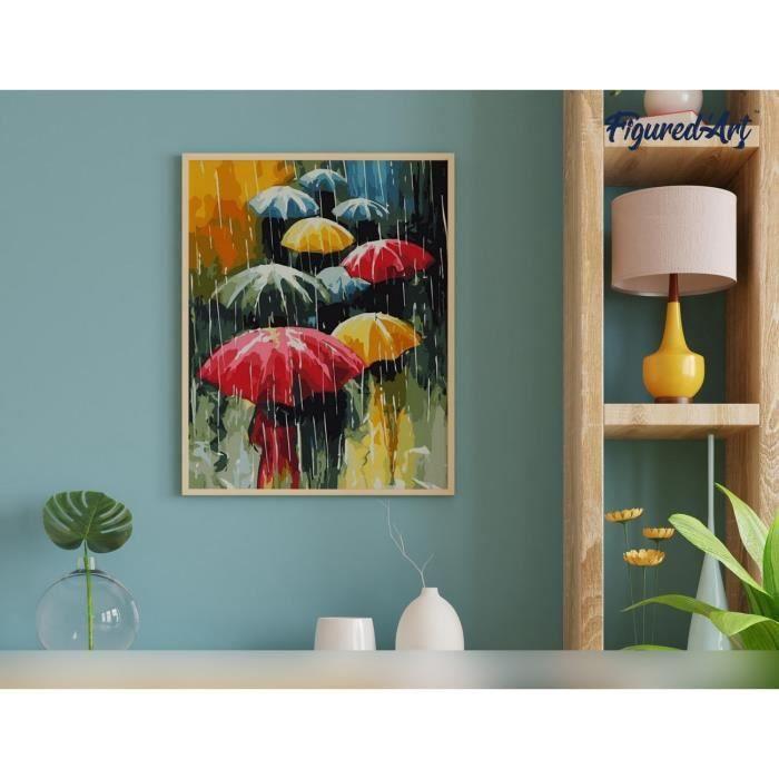 Figured'art peinture par numéro adulte farandole de parapluies - kit de loisir créatif diy numéro d'art - 40x50cm sans châssis