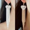 Linear Earrings Love Heart Shape Decorative Women Long Tassels Dangle Hook Linear Earrings Jewelry for Party
