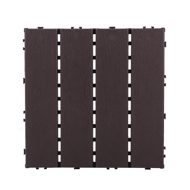 30x30cm Wooden Decking Tiles Hardwood Interlocking Patio Deck Tiles Composite Floor Covering for Garden Wood Flooring