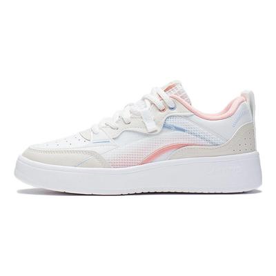 Li Ning Casual Slip Resistant Durable Lightweight Low Top Skate Shoes Women Sneakers White AGCS086-1