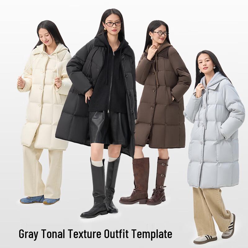 Qianrengang Women's 2025 Detachable Long Duck Down Jacket