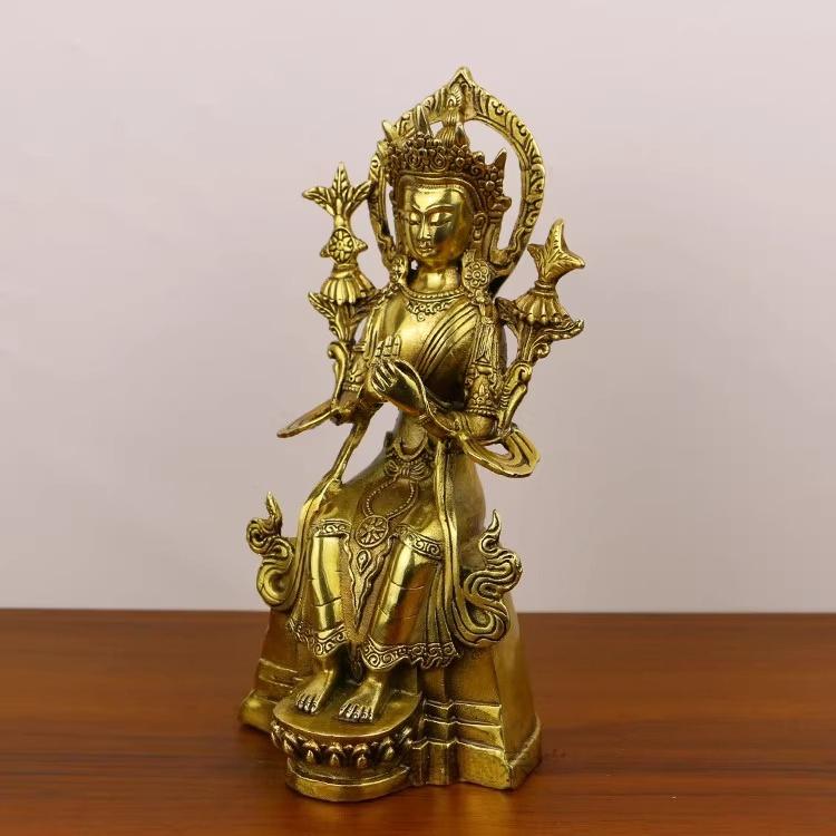 Feng Shui Tantric Pure Copper Maitreya Buddha Statue Home Living Decoration
