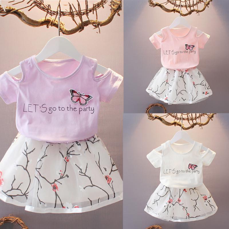 Детские повседневные летние футболки с короткими рукавами и мини-юбками ...