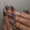 Black Gradient Y2K Cat Eye 3D Flower Wearable Nail Tips