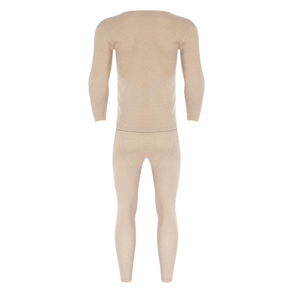 Mens Long Sleeve Round Neck Thermal Underwear Warm Base Layer Soft Breathable Tops Bottom Set Winter Cold Weather Wear