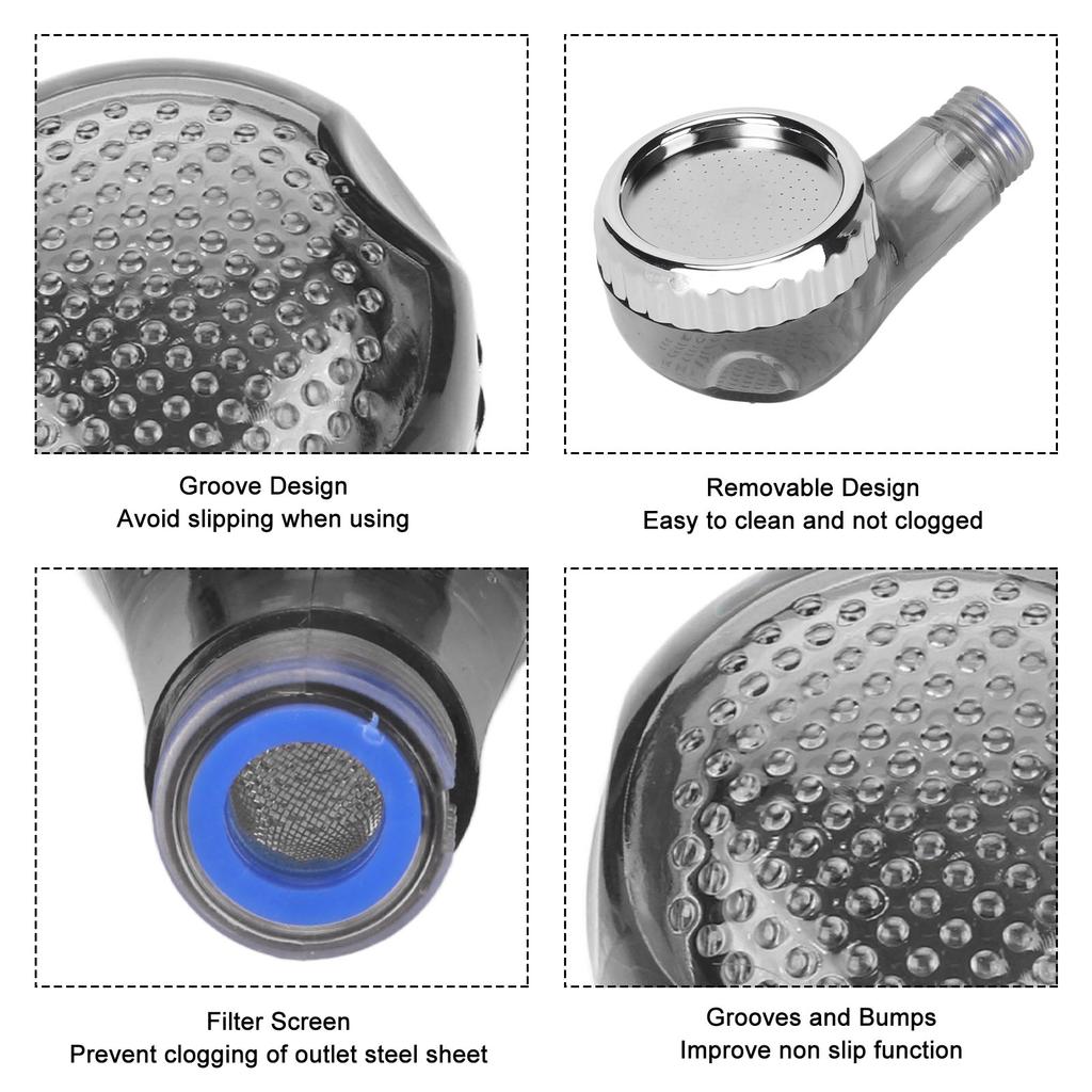 Plastic Shower Head Stainless Steel Filter Nozzle Pressure Boost Shower Head for Shampoo Chair Bed