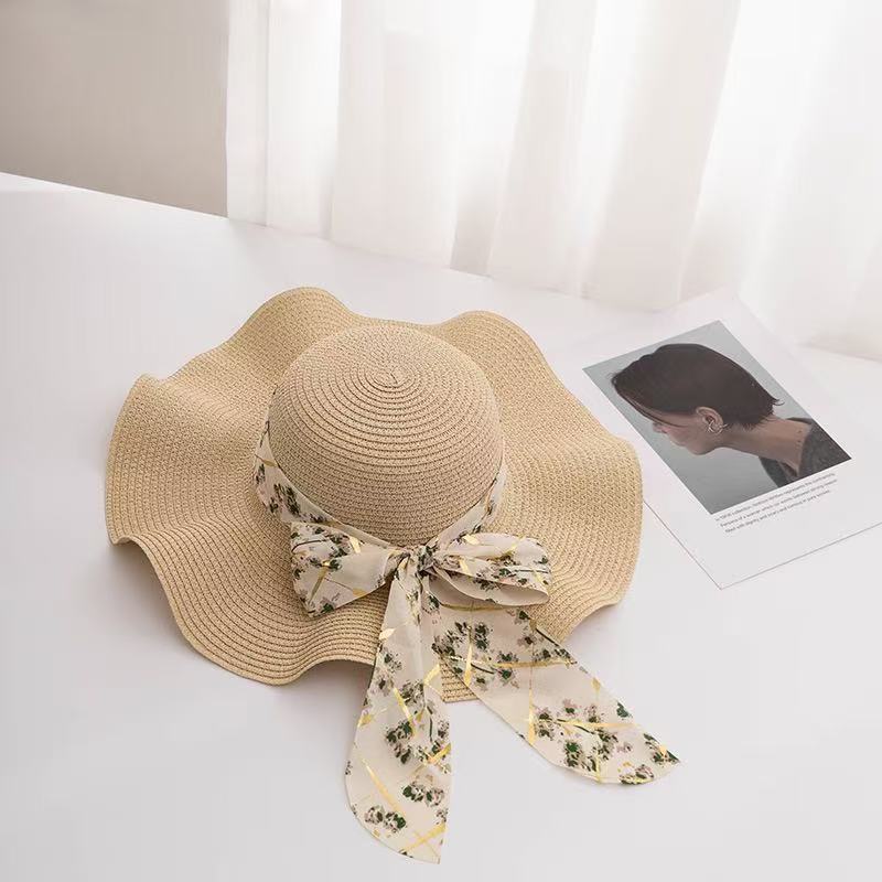 Summer Womens Straw Hat Beach Sun Protection With Wide Brim For Outdoor Travel