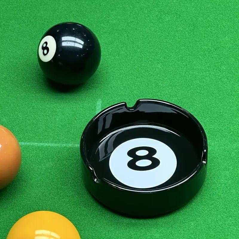 Unique Black Eight Ceramic Ashtray Perfect For Billiard Rooms Home Bars Parties Ideal Gift & Creative Birthday Presents
