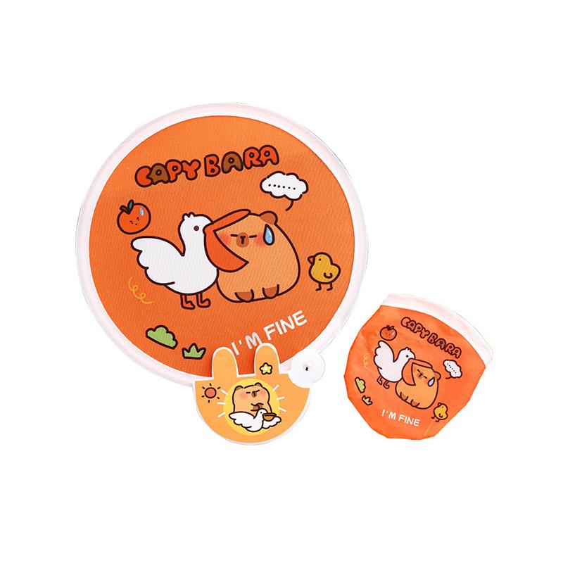 Portable Cartoon Folding Fan Kawaii Creative Foldable Fan Cool Summer Hand Fan Flying Disk Pocket Cloth Fan Gifts For Kids