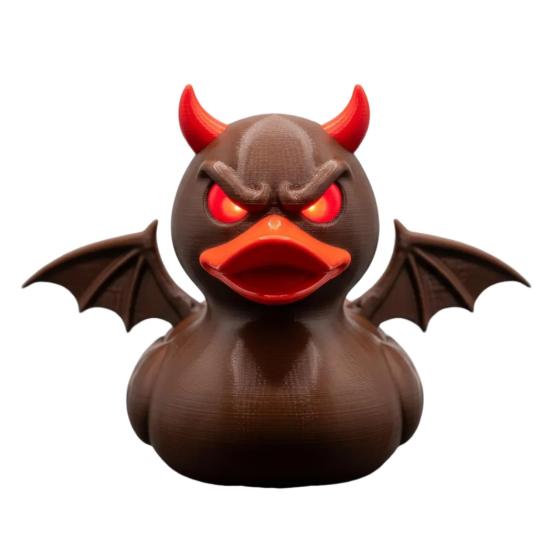 Demon Duck Figurine 3D Printed Devil Duck with Red Horns Bat Wings Halloween Gothic Collectible Statue Desktop Home Decor for Teens Adults