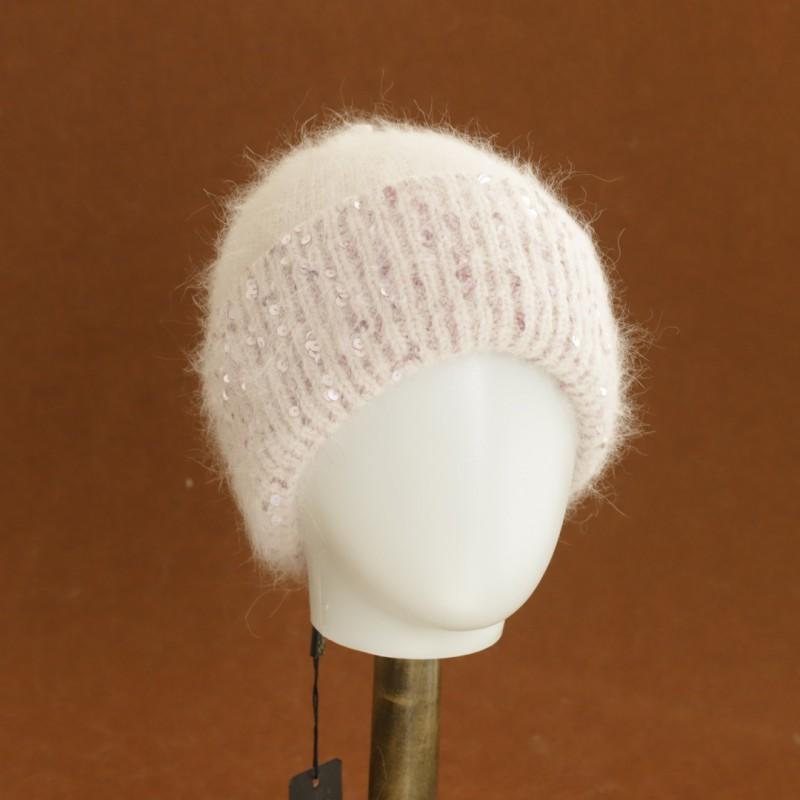 Soft Knit Beanie Hat With Sequin Accent Warm Winter Ear Protection Cap Women Men