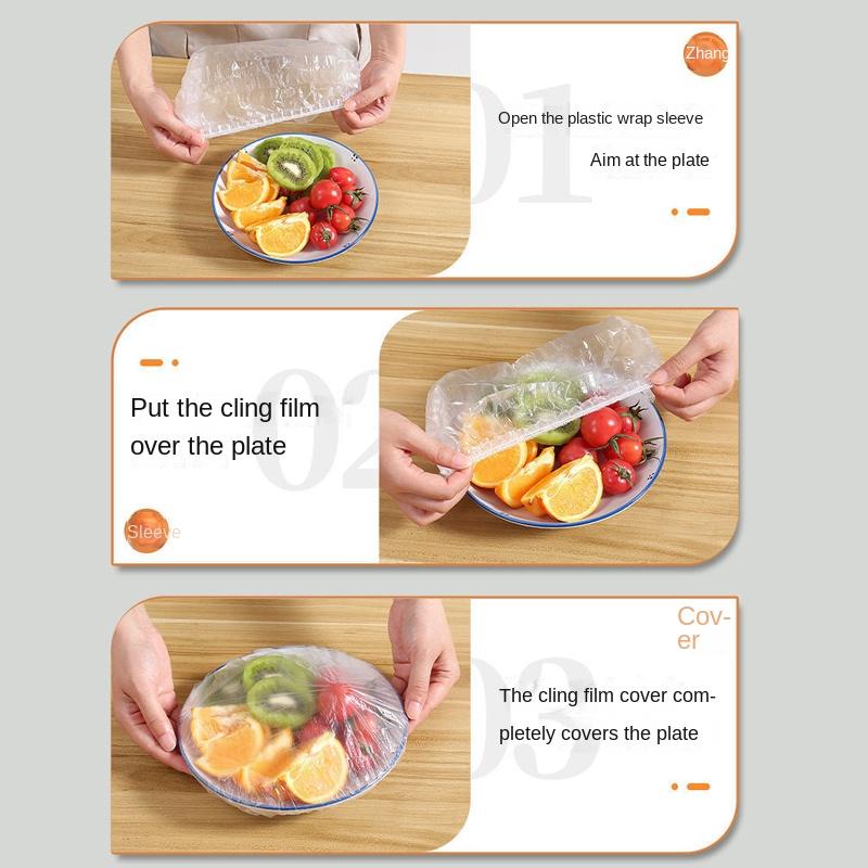 Plastic Disposable Food Cover Colorful Elastic Wrap Food Covers Fresh-keeping Lid Plate Kitchen Nylon Packaging Bags Storage Bag