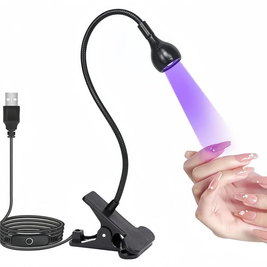Gooseneck USB UV Nail Lamp 395nm, Purple LED Curing Light for Gel Nail Polish with Clip