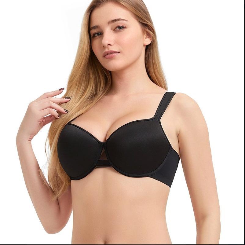 European and American Smooth Wide Shoulder Straps Full Cup Bra Comfortable Large Chest Small Anti-sagging Underwear