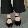 Patent Leather Thick Heel Single Shoes Women's Shallow Mouth Women's Shoes 2025 Summer New Versatile Word with Late Evening Wind Mary Jane Women's Sho