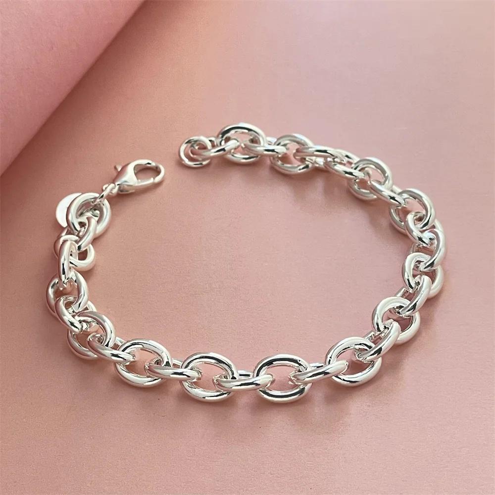 925 Silver Bracelet Buckle Basic Chain Charm Exquisite Women Fashion Wedding Party Gift Jewelry