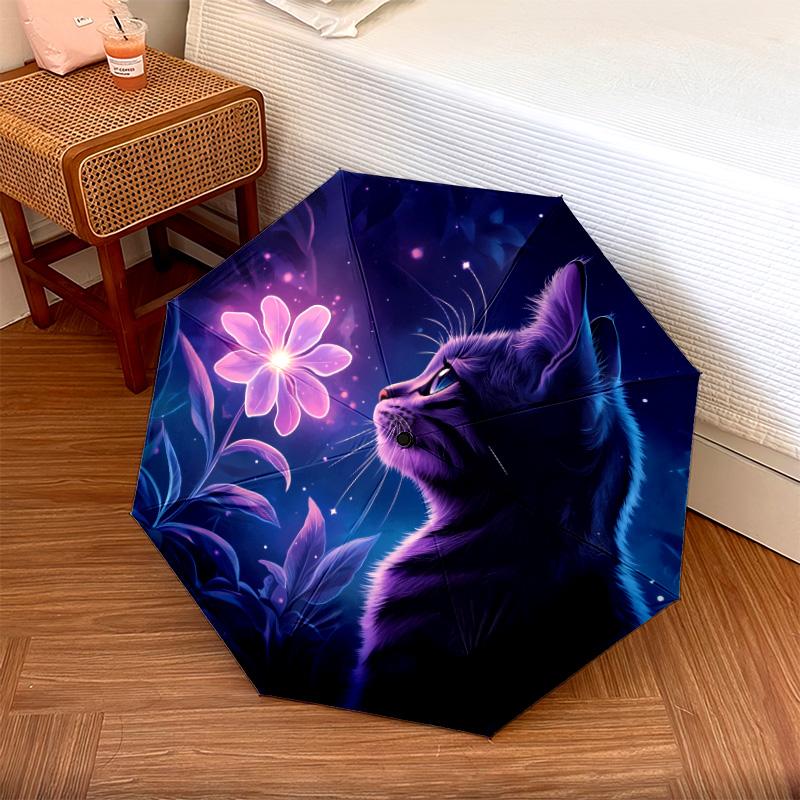 0106 Glowing Animals  Pattern, Automatic Folding Umbrella, Portable and Foldable Design, 8 Ribs, a Christmas or Birthday Gift.