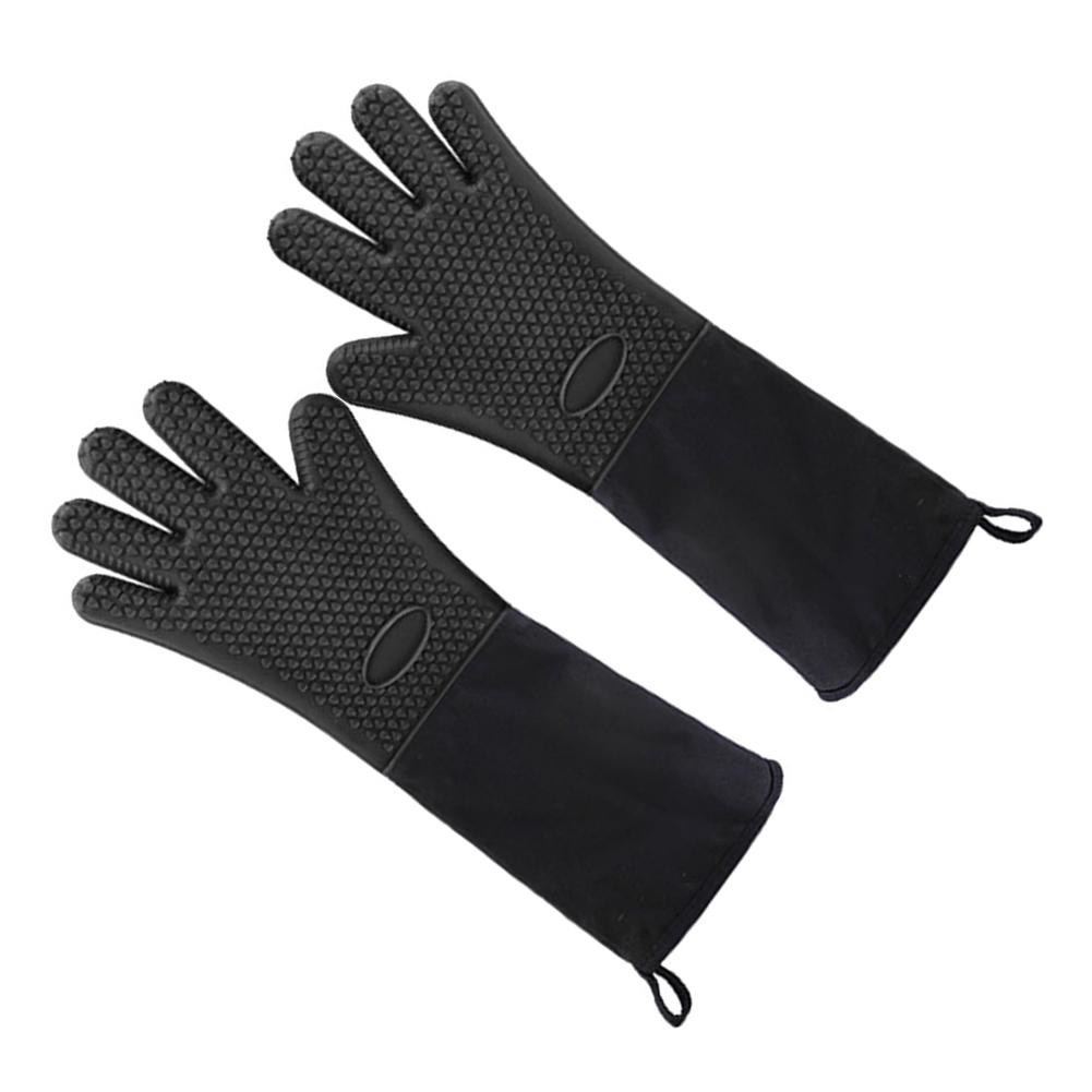 2Pcs Silicone Oven Gloves Heat Resistant BBQ Gloves Non-slip Kitchen Gloves Extra Long Oven Mitts For Baking Barbecue China Mainland