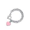 Classic Enamel Heart Bracelet for Women with Clasp Heart Pendant