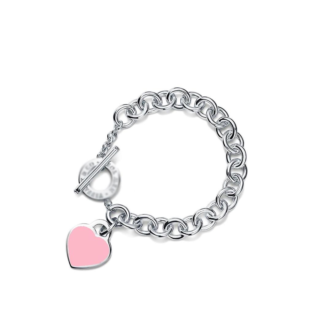 Classic Enamel Heart Bracelet for Women with Clasp Heart Pendant