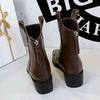 Mode 2024 Herbst/Winter Damenstiefel Echtes Leder Westernstiefel Damenschuhe Spitzzehe Blockabsatz Chelsea Boots Retro Stiefeletten