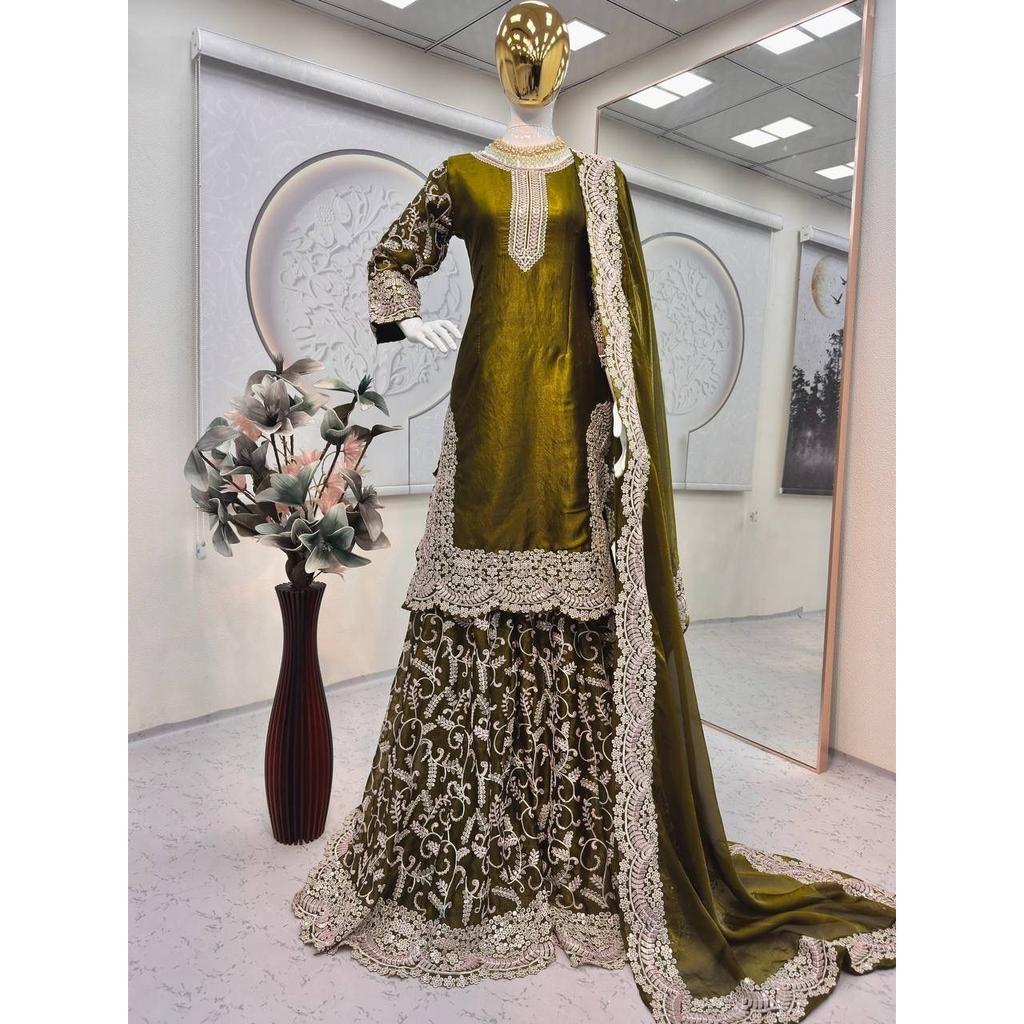 Indian Paksiatni Ethnic Salwar Kameez Bollywood Wedding Party Wear Sharara Suit
