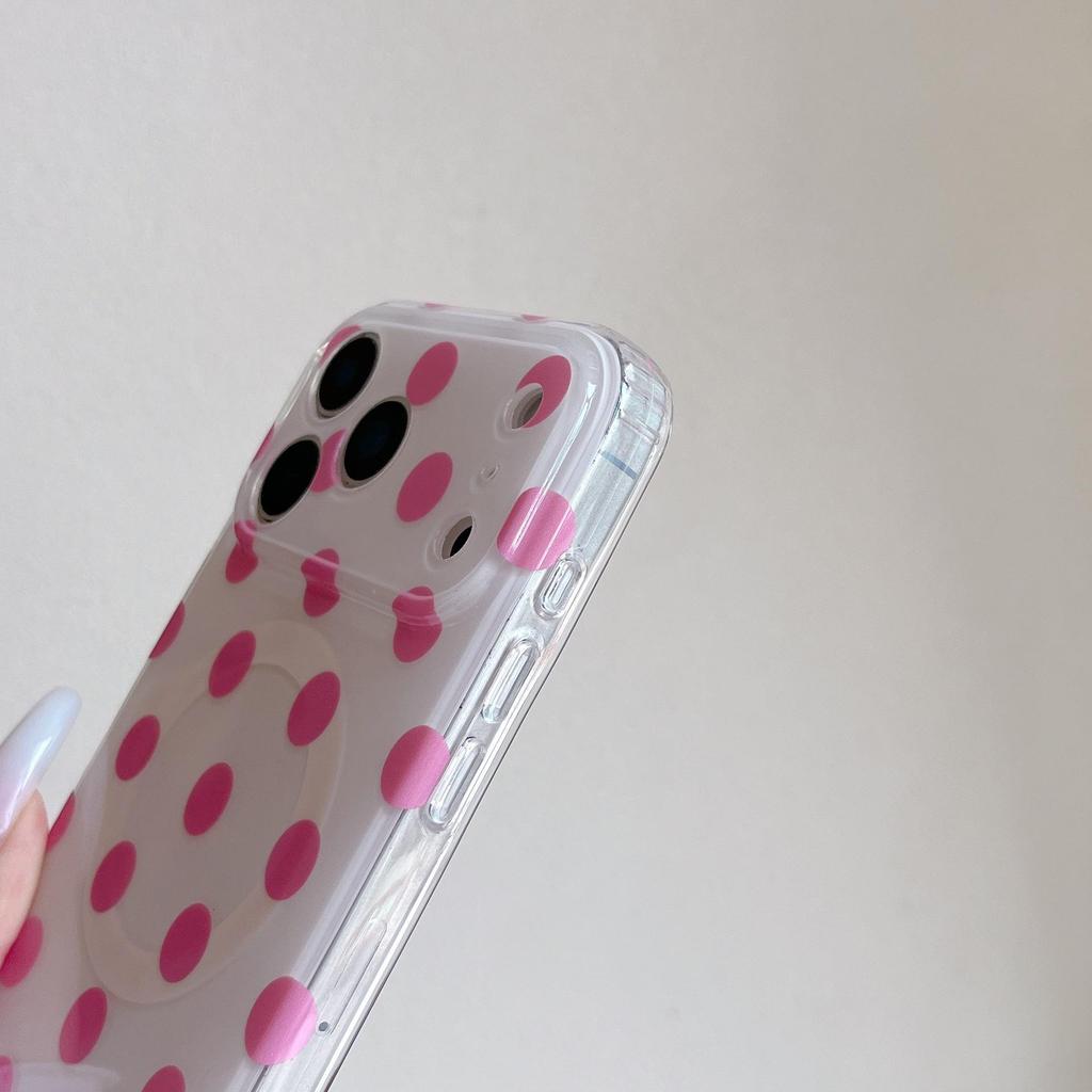 Korean Polka Dot Magnetic Case for iPhone 17 Pro Max (Double Layer)